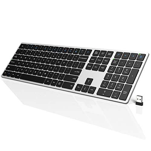 Wireless-Keyboard-Full-Size-with-Silent-Keys-Number-Pad-Super-Slim-and-Battery-Powered-24GHz-USB-Computer-Keyboard-for-Laptop-PC-Mac-Windows-Chromebook-by-Wisfox-Sliver-and-Black