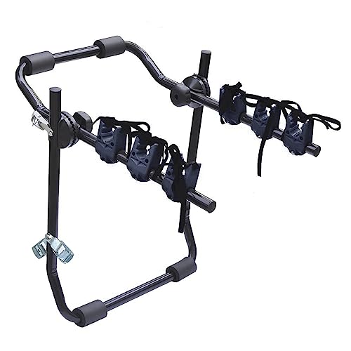 Portabicicletas trasero universal para coche, capacidad 3 bicicletas o Mountain Bike 40 kg plegable de acero con bandas de nailon y ganchos de acero