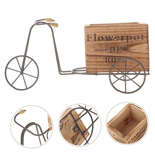 Yardenfun Box Ceramic Vases For Flowers Floral Nursery Decor Vintage Home Decor Flower Pot Flower Stand Mini Succulent Planter Tricycle Cactus Bicycle Wooden Craft Ornament Wooden Ornament #TOP1