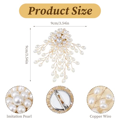 Image of Ymapinc 3.54Inch Pearl Brooches for Women,Bride Bridesmaid Wedding Decoration Brooches and Pins for Women Hats Bags Suits Dresses Accessories