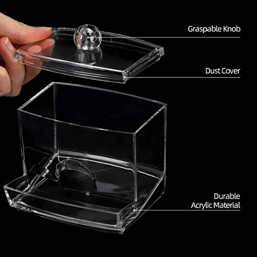 Image of Tbestmax 10oz Qtip Holder Dispenser Big Clear Bathroom Organizer Accessories Decor for Storage-Qtips Cotton Ball Holder Apothecary Jars, Cotton Swabs, Floss Container