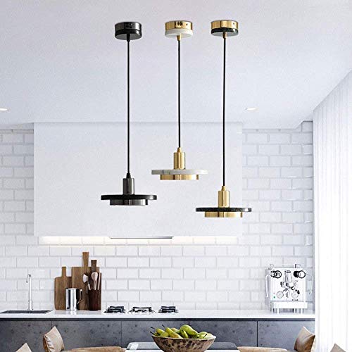 Lámpara de suspensión simple de mármol pulido y luz LED minimalista 7