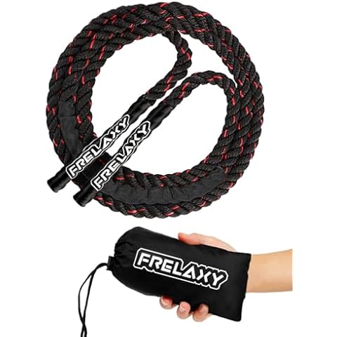 Frelaxy Jump Rope 1LB, Weighted Jump Rope for beginners, Heavy Jump Ropes for Fitness, Total Body Workouts, Weight Loss, Strength Training, Compact Skipping Rope for Home Gym Workout Equipment (Black) Cover
