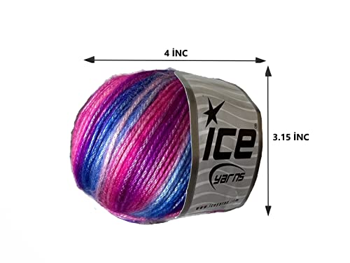 Image of Picasso (3 Pack) Light Shinny Yarn for DIY Hand Knitting and Crochet - 44% Acrylic, 56% Polyester (3x1.76 Oz), (3x125 yds) in Violette-Blue, Pink, Lilac, Fuchsia