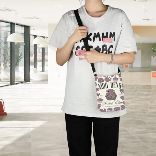 POFULL Moo Deng Gift Hippo Gift Animal Lover Gift Moo Deng Social Club Become Ungovernable Crossbody Bag4