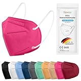 TubeRoo FFP2 Maske pink hotpink 20 Stück Masken aus Deutschland, Made in Germany, weiche Ohrschlaufen Bänder, Atemschutzmaske, Mundschutz, Schutzmaske, Staubmaske, Feinstaubmaske