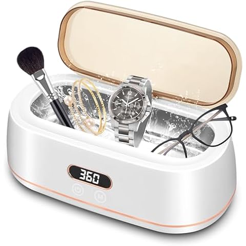 Ultrasonic Jewelry Cleaner Machine 48Hz - Portable Retainer & Earring Cleaner with ...