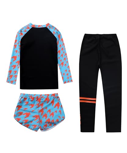 Image of Girls 3 Piece Swimsuit Long Sleeve Rash Guard Swim Shirt with Trunks & Pants UPF 50+ Swimwear