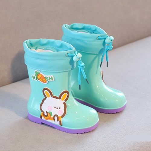 Kids' Waterproof Rain Boots-Cartoon PVC Rubber Shoes for Toddlers, Unisex, Anti-Slip, Low Heel (1-3cm)(6-6.5Toddler(150mm), Green2)3