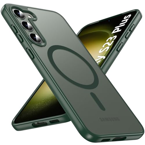 Image of OWKEY for Samsung Galaxy S23 Plus Case 6.6'', Magnetic S23 Plus Case Compatible with Magsafe, [Military Grade Shockproof] Translucent Back Slim Bumper Cover Phone Case Galaxy S23 Plus case, Green