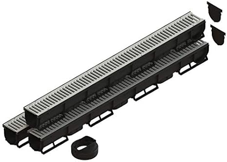 Vodaland - 3 Inch Easy 1 Premium Trench Drain Channel - Galvanized Stamped Steel Grating (3)