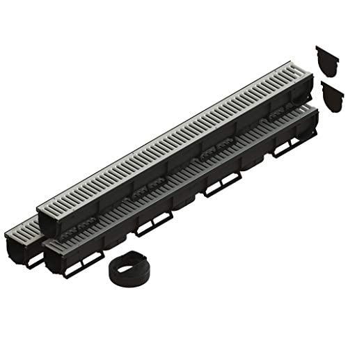 Vodaland - 3 Inch Easy 1 Premium Trench Drain Channel - Galvanized Stamped Steel Grating (3)