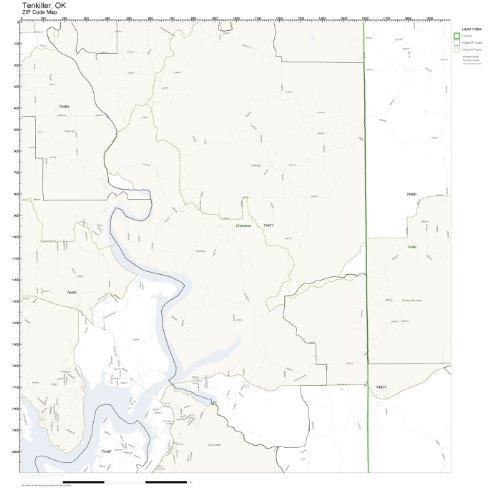 ZIP Code Wall Map of Tenkiller, OK ZIP Code Map Laminated