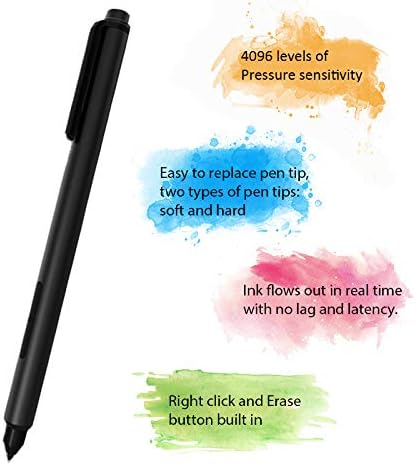 Surface Pen,Surface Stylus Pen with 4096 Levels of Pressure Sensitivity and Aluminum Body for Microsoft Surface Pro 2017,Surface Pro 5,Surface Pro 4, Surface Pro 3, Surface Book,Studio (Black)