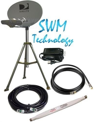 DIRECTV 5LNB SLIMLINE DISH KAKU SL5 SWM & POWER HD RV 3" TRIPOD TAILGATING KIT