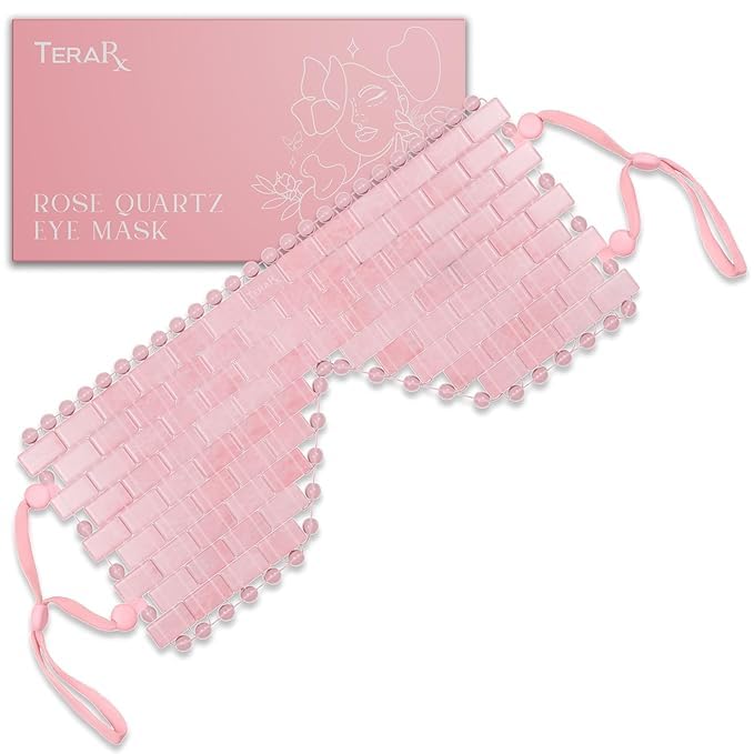 Máscara para os olhos TeraRX de quartzo rosa com tiras ajustáveis