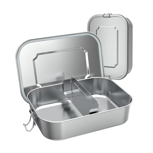TTSTOIEE fiambrera 1400ml, fiambrera con compartimentos, BPA free fiambrera acero inoxidable para picnic/escuela/trabajo lonchera