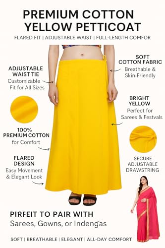 Image of CITIX Pure Cotton Petticoat for Woman Saree | Adujastable Drawstring Waist