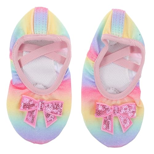 Happyyami Girls Ballet Shoes for Dance Practice Soft Sole Gymnastics Slippers for Toddlers Flexible Non-Slip Dance Shoes for Boy Girl Comfortable Iridescent Design - Main Image