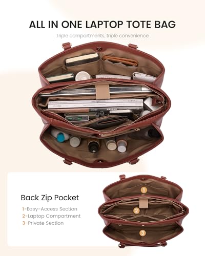 LOVEVOOK 3-Compartment PU Leather Tote