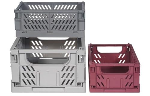 Kindsgut Klappkisten-Set, faltbare Aufbewahrungs-Box aus Kunststoff, mehr Ordnung in dezenten Farben und schlichtem Design, stapelbar, Clara