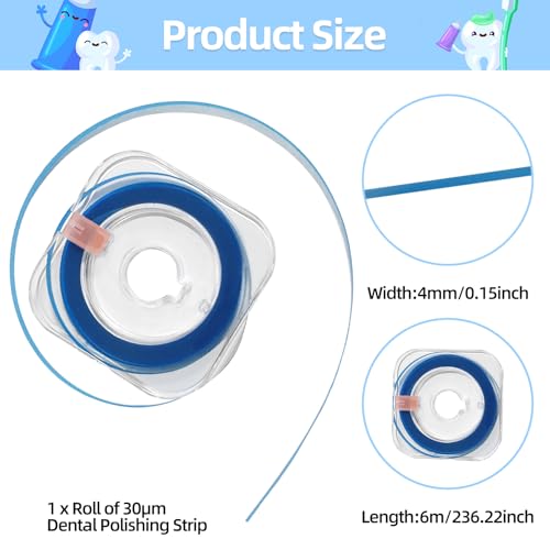 1-pack 30m dental polishing strip teeth grinding sanding tool fine abrasive grit 016-inch width 197 feet length deep teeth cleaning tooth polish strips oral care