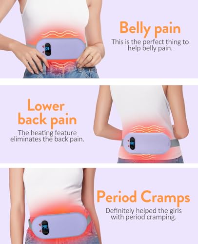 Image of Portable Heating Pad for Period Cramps: 6 Heat Levels and 6 Massage Modes | Cordless Electric 8s Fast Heating Large Belly Wrap Belt for Menstrual, Back Pain Relief - A Gift for Women Girls Her