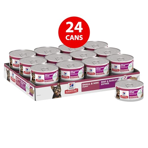 Hill’s Science Diet Puppy, Puppy, Small & Mini Breeds Puppy Premium Nutrition, Wet Dog Food, Beef & Barley Loaf, 5.8 oz Can, Case of 24 Hill’s Science Diet Puppy, Puppy, Small & Mini Breeds Puppy Premium Nutrition, Wet Dog Food, Beef & Barley Loaf, 5.8 oz Can, Case of 24