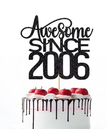 Naicaek 19th Awesome Since 2006 Cake Topper,Happy 19th Birthday Cheers to 19 Years Birthday Cake Pick 19 Fabulous Cake Decorations,19th Birthday/Anniversary Party Decorations for Men Women