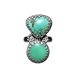 Anillo turquesa, anillo de plata de ley 925, anillo grande, anillo de piedras preciosas de turquesa natural, tamaño 9, joyería fina