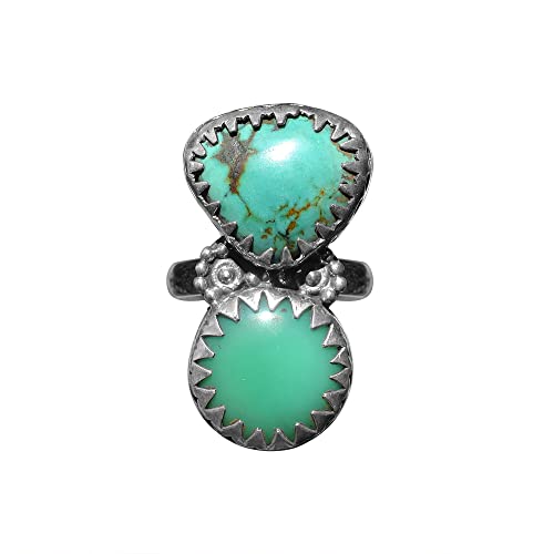 Bague turquoise naturelle et argent 925 haute joaillerie