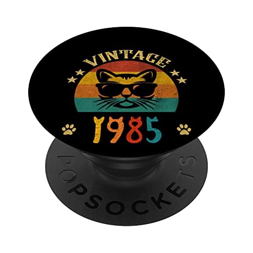 Camisa de gato divertida vintage regalo de cumpleaños 1985 hombres mujeres 38 años PopSockets PopGrip Intercambiable