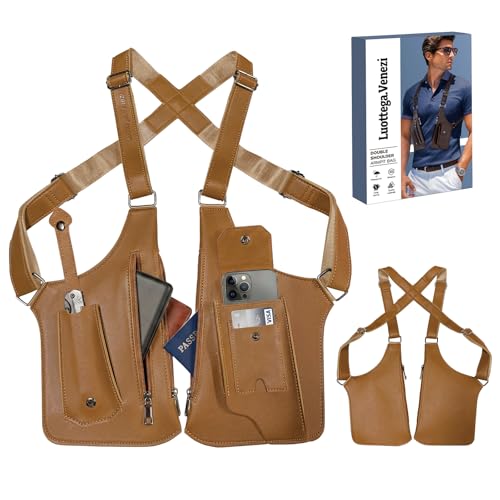 Sac à bandoulière double épaule pour homme avec poches téléphone
