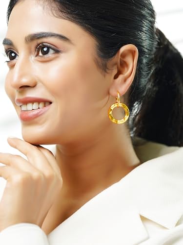 Image of 18K Gold Plated Statement Hoop Earrings for Women | Trendy Hoops Earrings | Waterproof and Anti Tarnish Jewellery | Rakhi Gift for Sister | Gifts for Women | 1 Year Warranty*