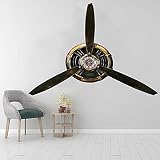 WRUJ Décoration Murale D'hélice d'avion Vintage en Métal, Horloge d'art Décoratif À Hélice en Fer, Sculptures Murales Stéréo 3D pour Loft/Restaurant/Bureau, L70 × H65CM