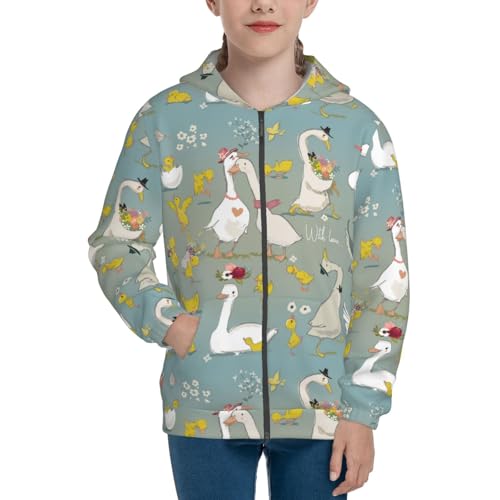 Cute Farm Birds Kids Pullover Hoodies Boys Zip Up Sweatshirts Girls Athletic Clothes with Pocket3