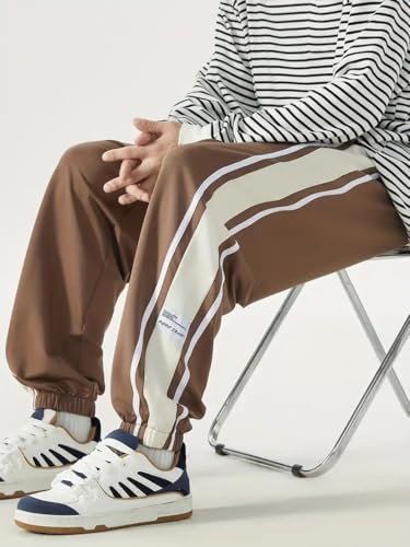 Image of Q - RIOUS Men's Black Colorblock Jogger Sweatpant | Contrast Side Stripe Sportswear | Casual & Gym Wear