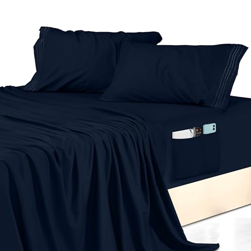 Luxurious King Sheet Set for Women, Men, Kids, and Teens - Navy Blue