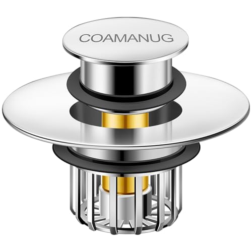 coamanug Bathtub Stopper | Shower Drain Hair Catcher Pop-up Tub Stopper with Strainer | Bathroom Drain Plug | Drain Protector for 1-1/2 to 1-3/4 Bath Drain Hole