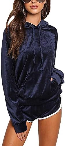 Noih Womens Velvet Hoodie And Shorts Set Tracksuit With Pocket