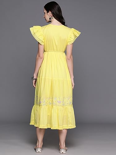 Image of INDO ERA Embroidered A-Line Ethnic Maxi Dresses for Women (ED0YL7171)
