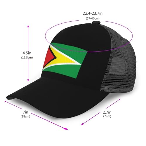 Guyana Flag Mesh Baseball Cap - Classic Adjustable Peak Cap, Trucker Hat for Men & Women3
