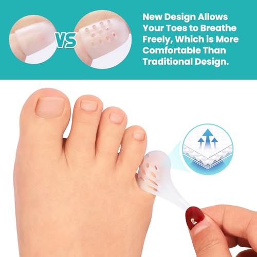 Image of Gel Pinky Toe Caps, 32 Pack Toe Protectors for Women, Silicone Toe Covers Sleeves for Men, Blisters, Corns, Friction Pain Relief (Clear, Pinky)