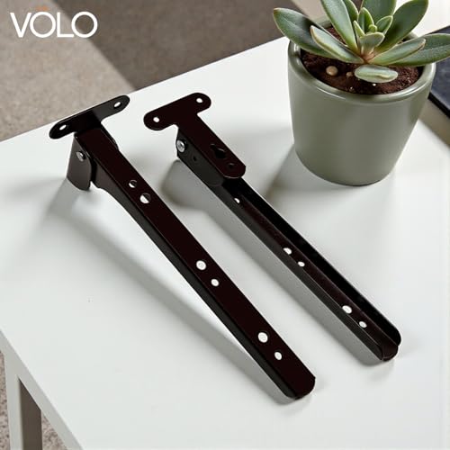 Image of Volo Heavy Duty 9-Inch Foldable Shelf Bracket - Folding Table Bracket with Fittings for Steel Tables, (Color: Cherry) (1 Set)