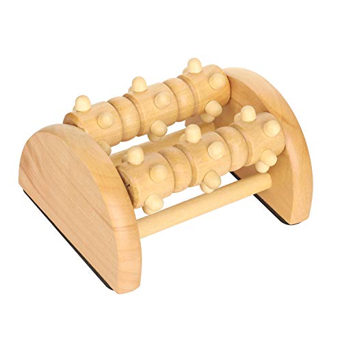 HEETA Foot Massager for Pain and Circulation, Relieve Plantar Fasciitis and Neuropathy, Stress, Heel, Arch Pain, Wooden Foot Rollers for Circulation and Reflexology, Acupressure Tool for Feet (2 Rows)