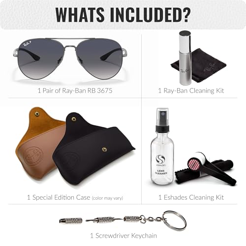 Image of Ray-Ban RB3675 Pilot Shaped Sunglasses for Men & Women with Official RAYBAN Eyewear Kit