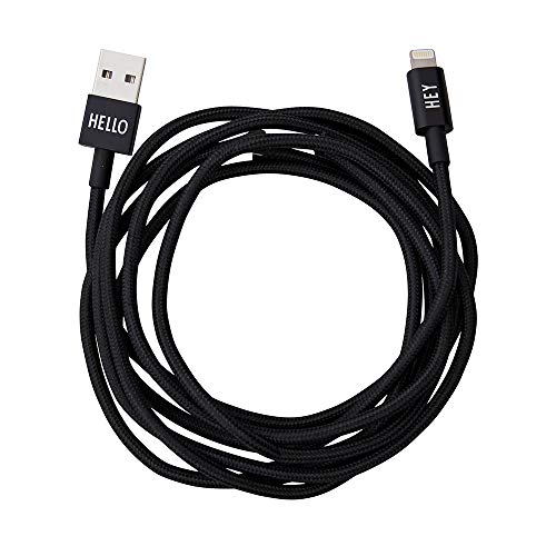 Cable iPhone negro de 1,85 m Design Letters ideal para usar el móvil desde el sofá