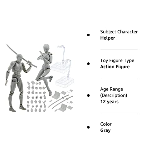 Yookeer Body Kun And Body Chan Dx Set, Gray Drawing Action Figures Female And Male Pvc Drawing Doll Model Figure Human Body With Joints For Artists #TOP7