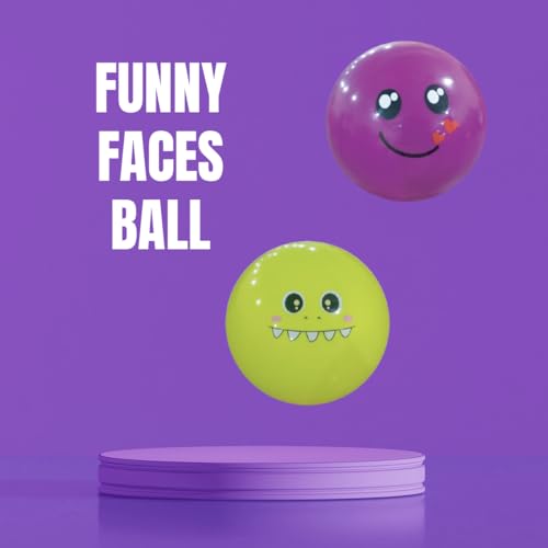 Image of GENIE'S Toy Bus 9-Inch Funny Faces Play Ball | Interactive | for Pool, Beach & Garden | Perfect for Outdoor & Indoor Play | PVC Ball for Kids & Adults I Pack of 2 (Multicolor)