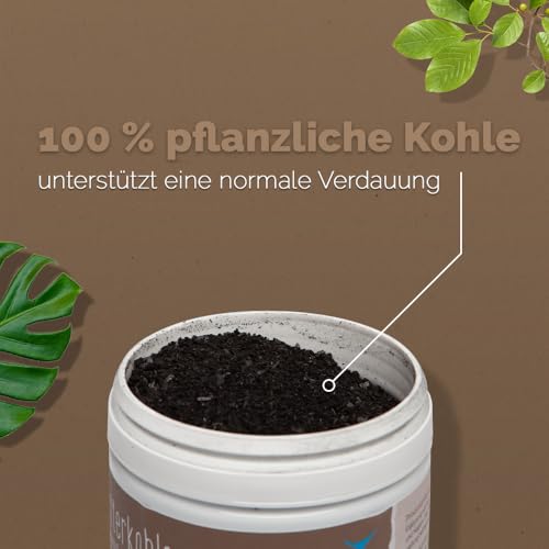 DIMIKRO Futterkohle für Hunde & Katzen 250g - Aktivkohle ideal geeignet bei Futterumstellungen oder empfindlicher Verdauung - Kohlepulver für Haustiere - Mischen mit Futter oder Trinkwasser